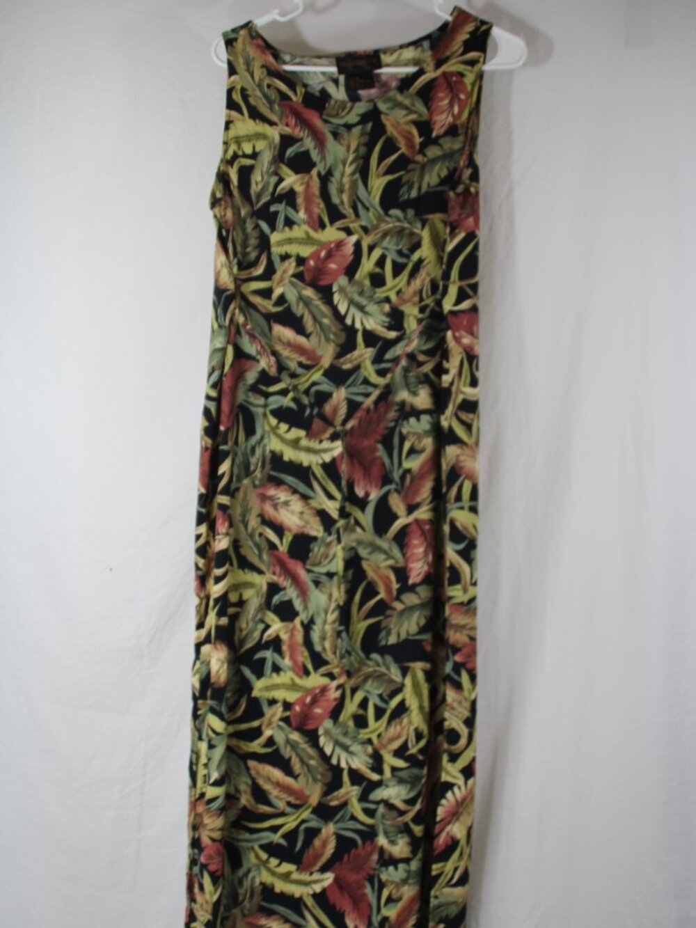 Requirements Women's Dress Tropical Leaf Print Rayon Size Medium 90s Y2K